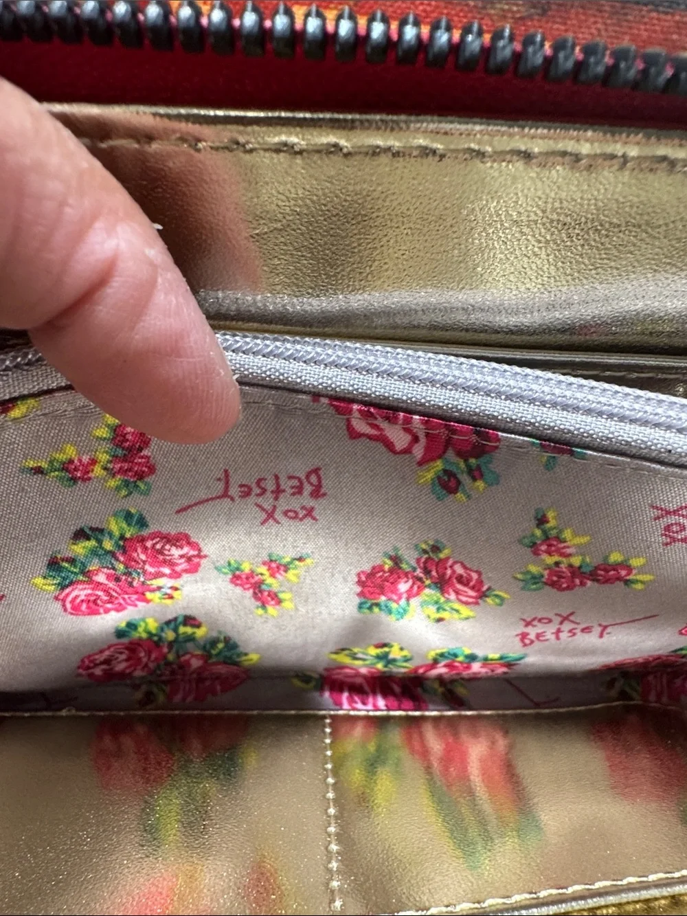 Betsey Johnson Leopard Print Zip Wallet with Pink Trim